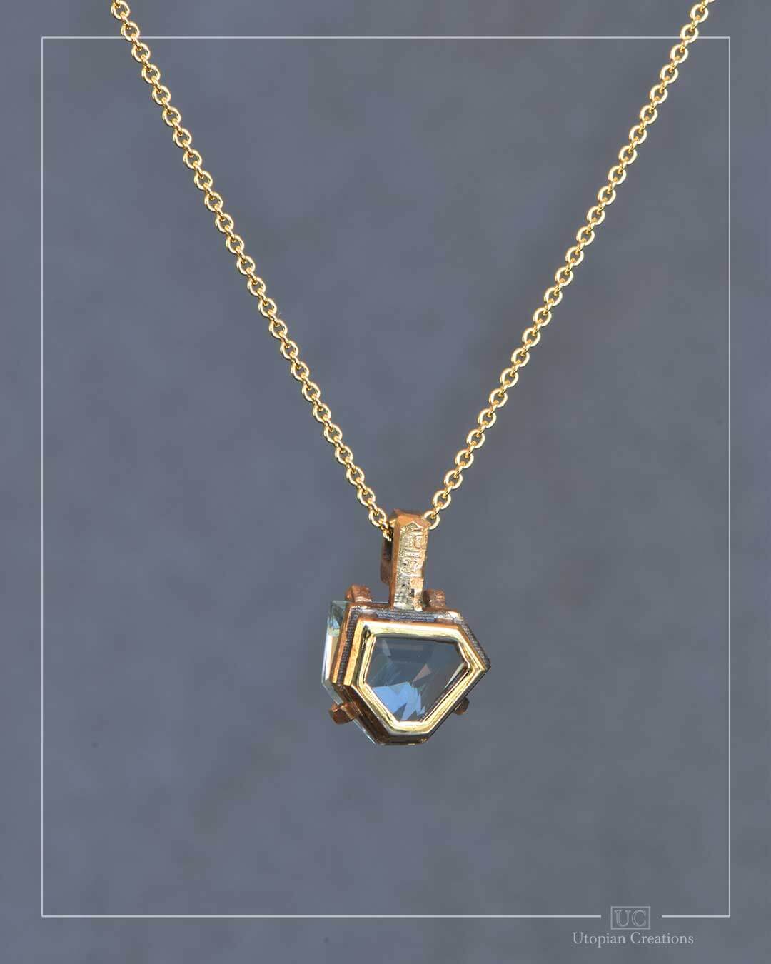 Estelle - Medium Pendant - 9k Yellow Gold & Blue Topaz