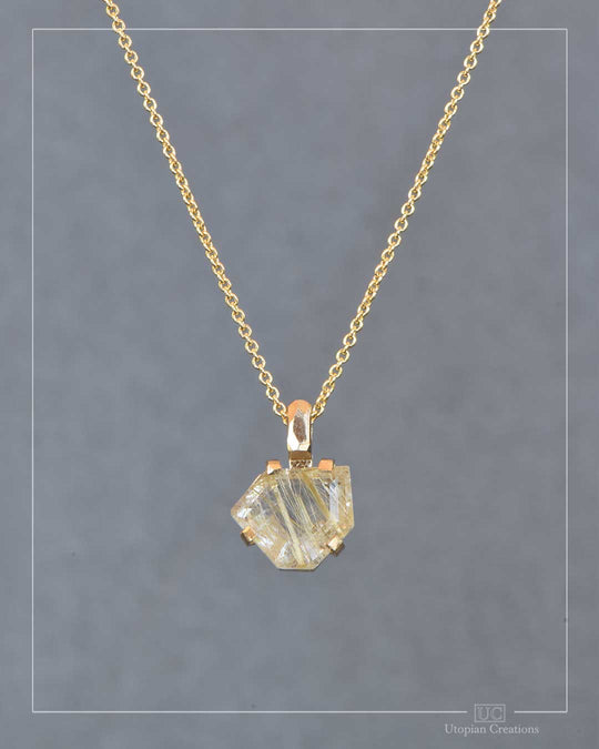 Estelle - Medium Pendant - Golden Rutile Quartz and 9k Yellow Gold