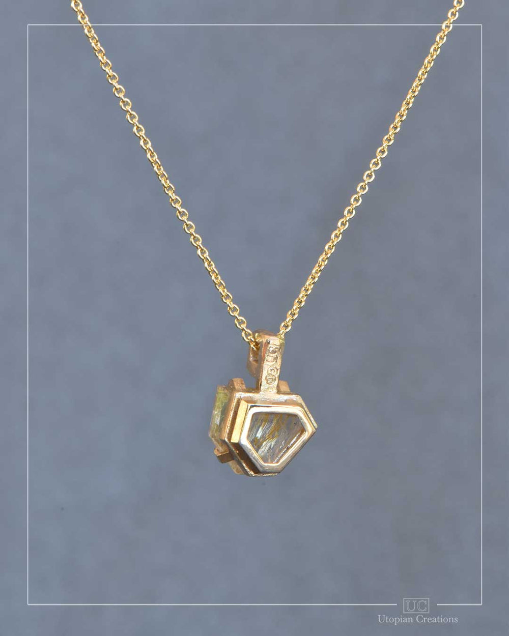 Estelle - Medium Pendant - Golden Rutile Quartz and 9k Yellow Gold