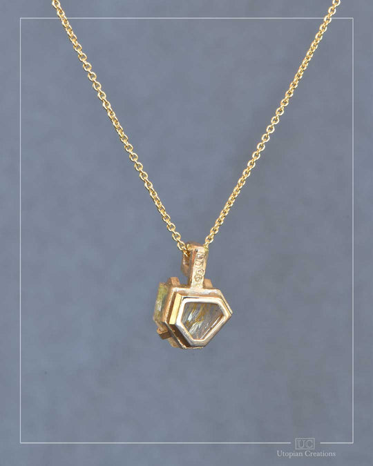 Estelle - Medium Pendant - Golden Rutile Quartz and 9k Yellow Gold