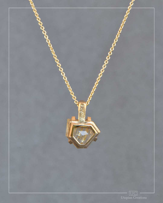 Estelle - Medium Pendant - Golden Rutile Quartz and 9k Yellow Gold