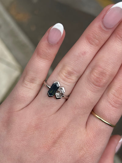 Gentiana – Toi et Moi Hexagon Diamond and Australian Sapphire