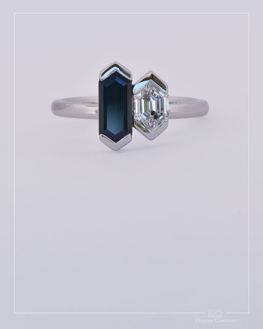 Gentiana – Toi et Moi Hexagon Diamond and Australian Sapphire
