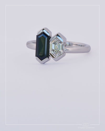 Gentiana – Toi et Moi Hexagon Diamond and Australian Sapphire