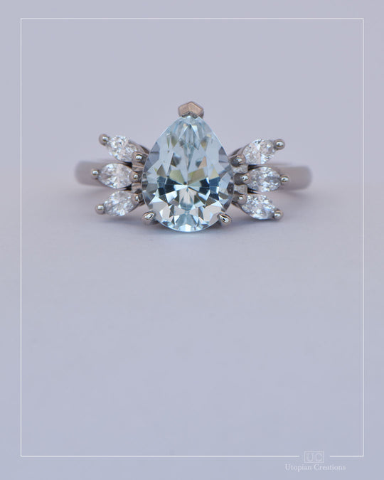 Glacielle - Australian Blue Topaz &amp; lab diamond ring