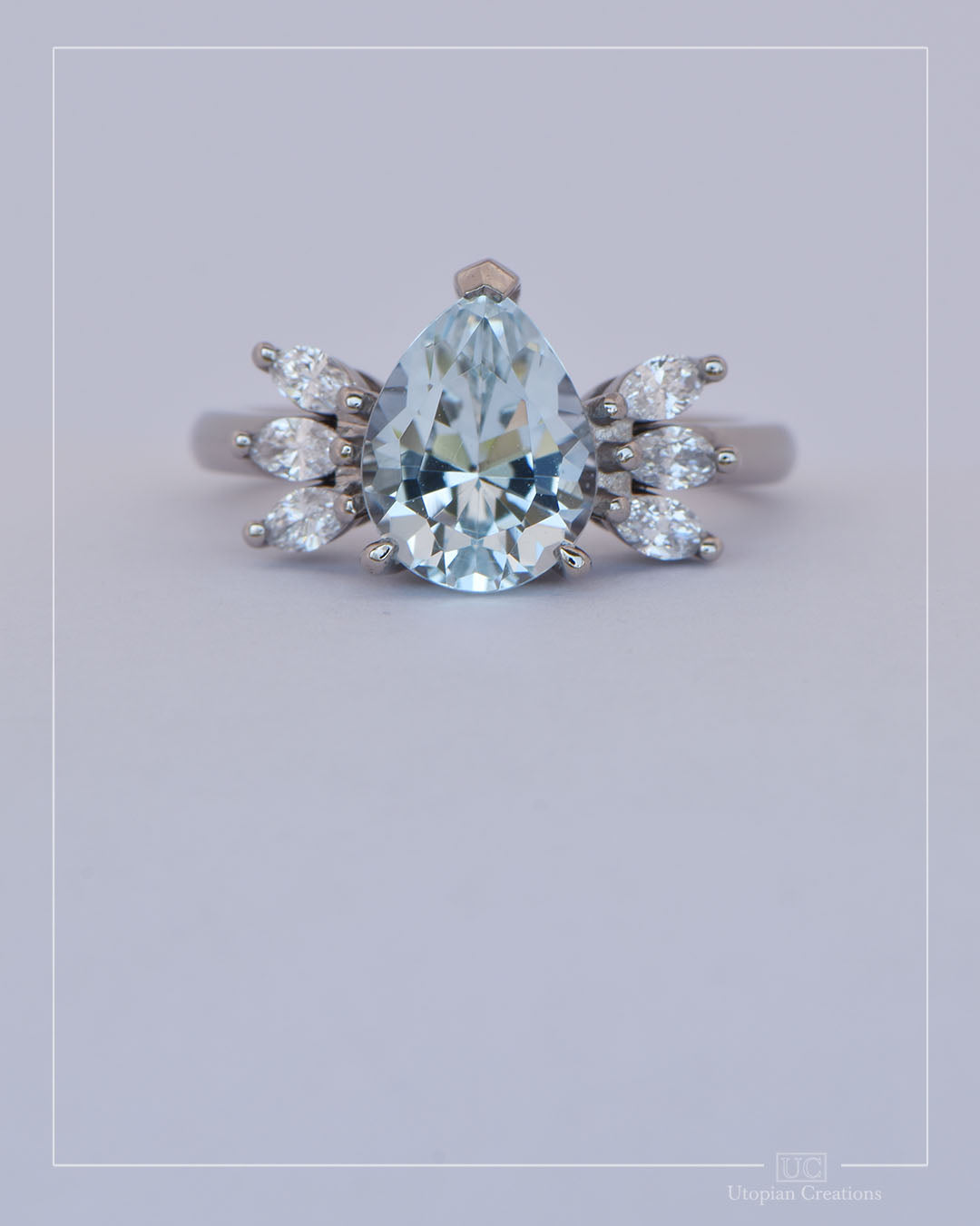 Glacielle - Australian Blue Topaz & lab diamond ring