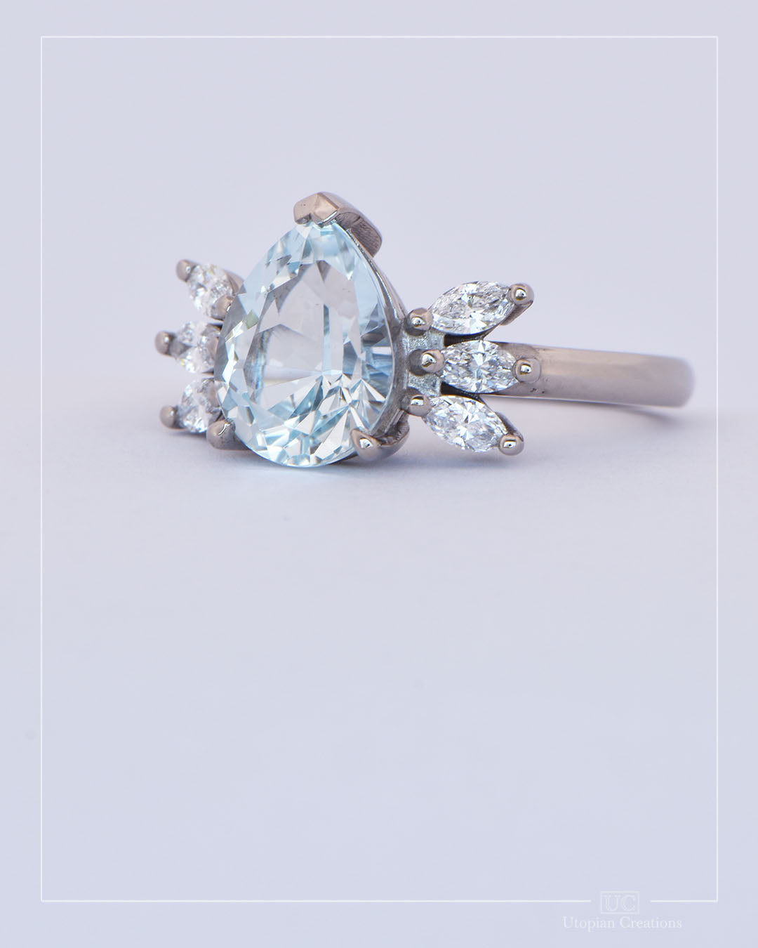 Glacielle - Australian Blue Topaz & lab diamond ring