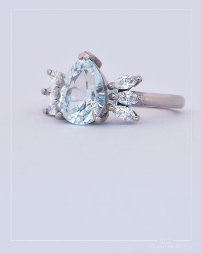 Glacielle - Australian Blue Topaz & lab diamond ring