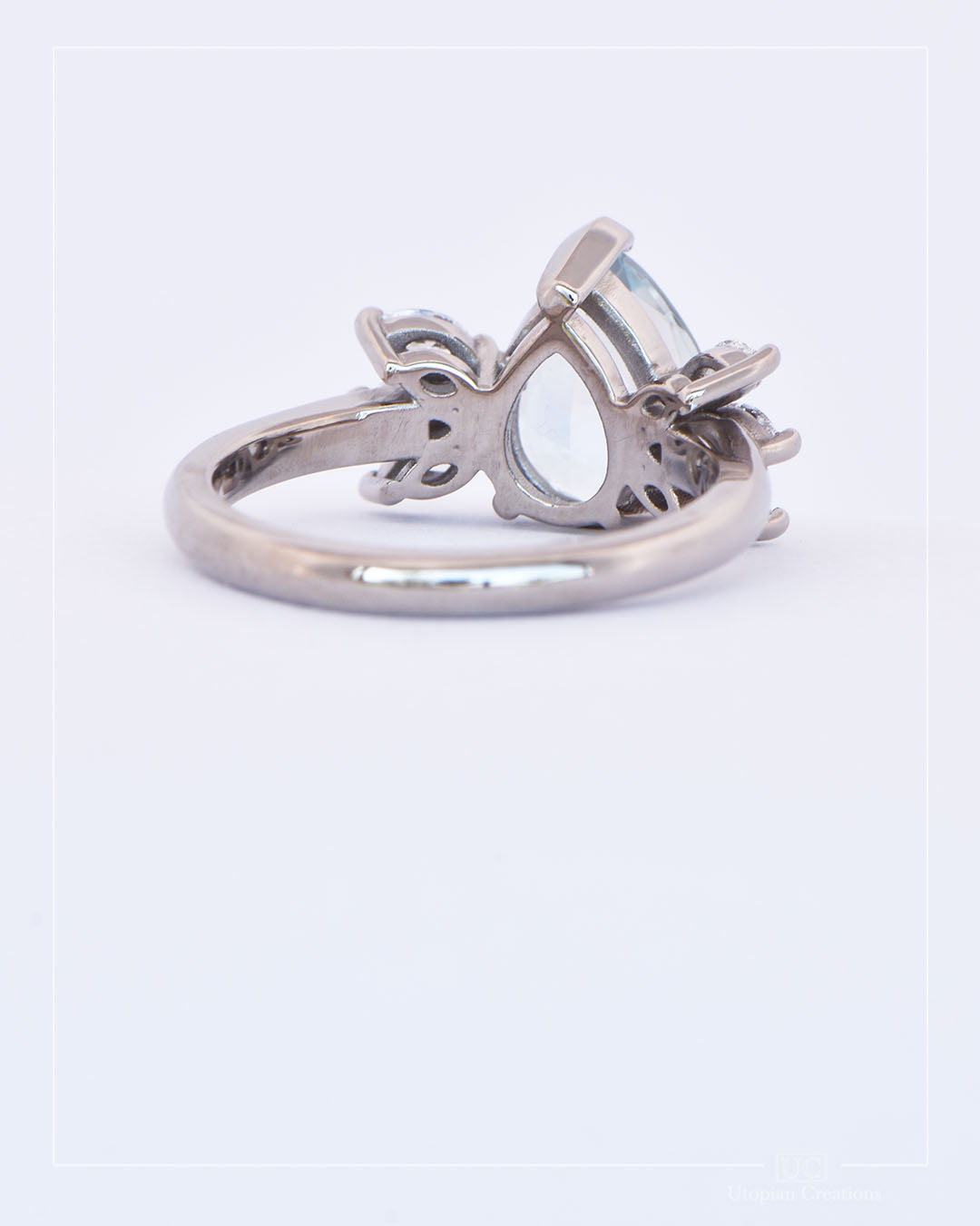 Glacielle - Australian Blue Topaz & lab diamond ring