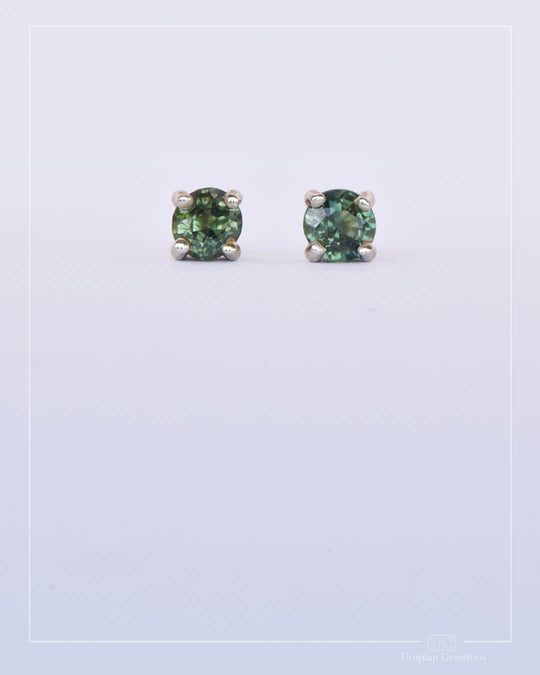 Australian Green Sapphire Earrings White Gold - 0.79ct