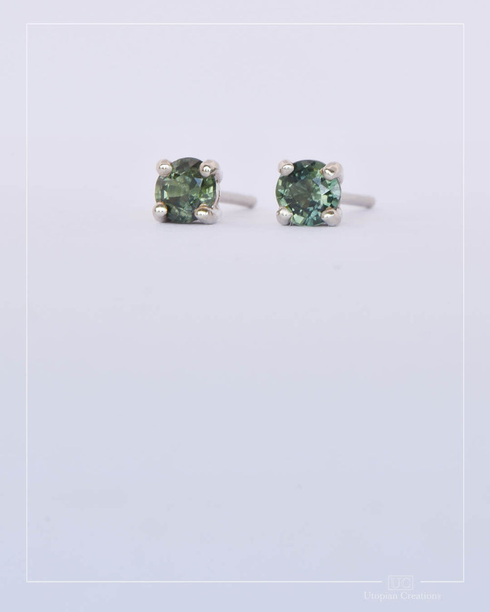 Australian Green Sapphire Earrings White Gold - 0.79ct