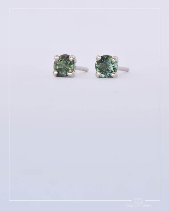 Australian Green Sapphire Earrings White Gold - 0.79ct