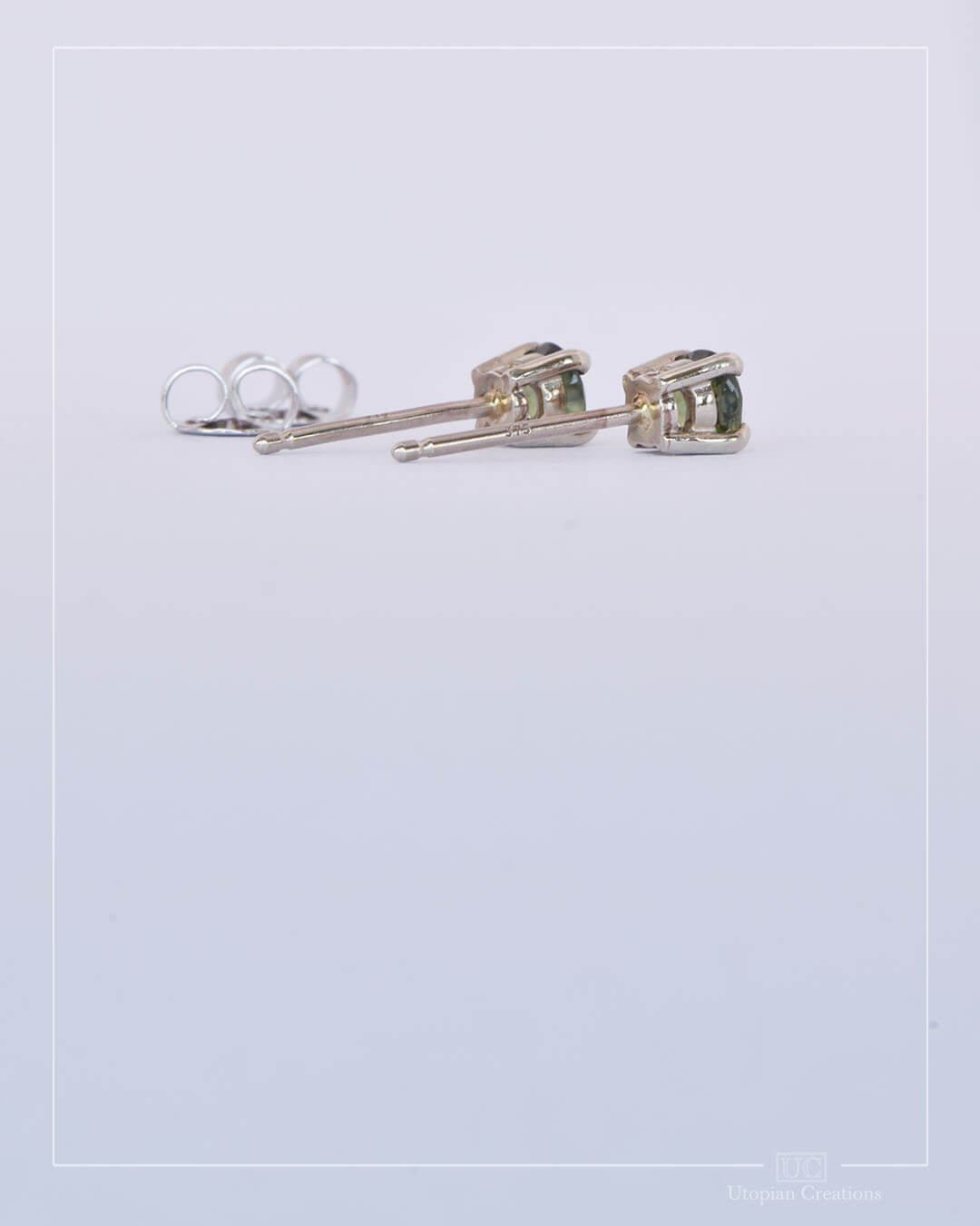 Australian Green Sapphire Earrings White Gold - 0.79ct