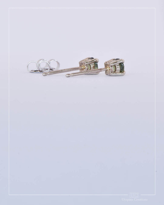 Australian Green Sapphire Earrings White Gold - 0.79ct