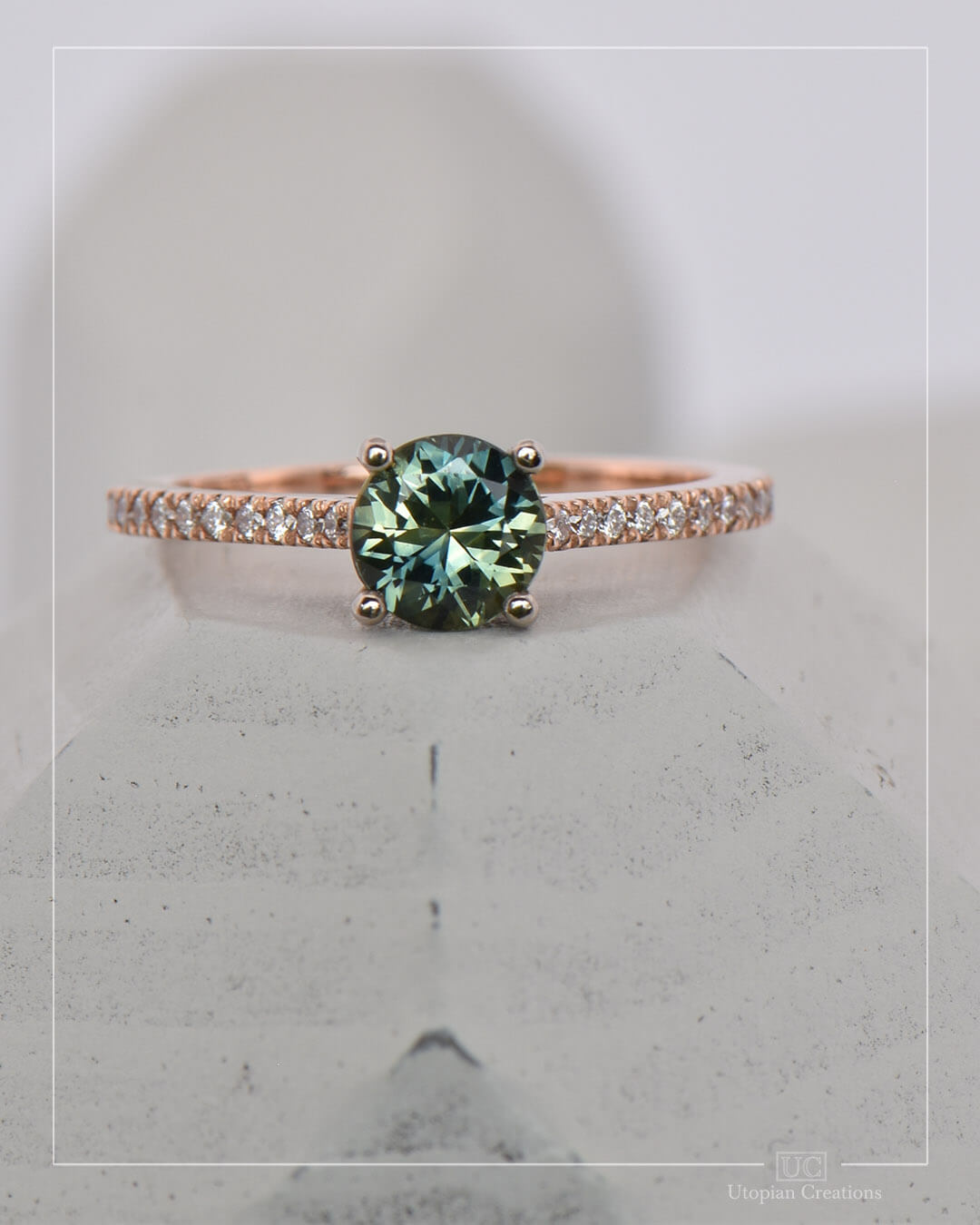 Horizon Ring Teal Parti Australian Sapphire and Diamonds