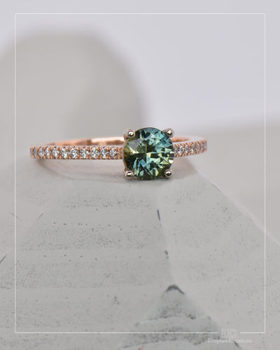 Horizon Ring Teal Parti Australian Sapphire and Diamonds