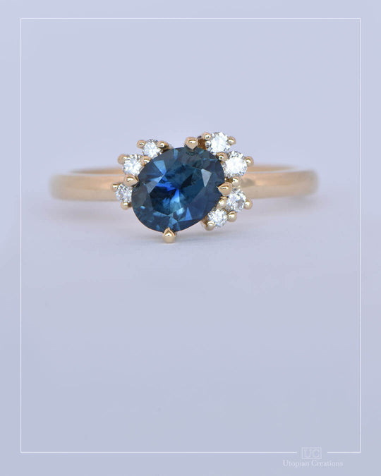 Imogen - Blue Nigerian Sapphire and Diamond Ring