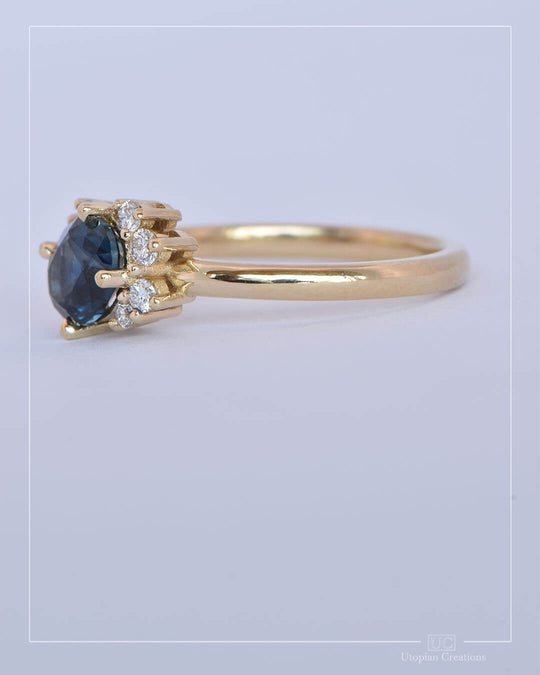 Imogen - Blue Nigerian Sapphire and Diamond Ring