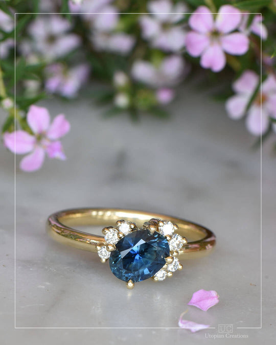 Imogen - Blue Nigerian Sapphire and Diamond Ring