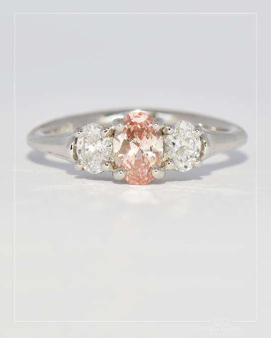Livia - Peach Lab Diamond and Platinum Ring - Baret Collection