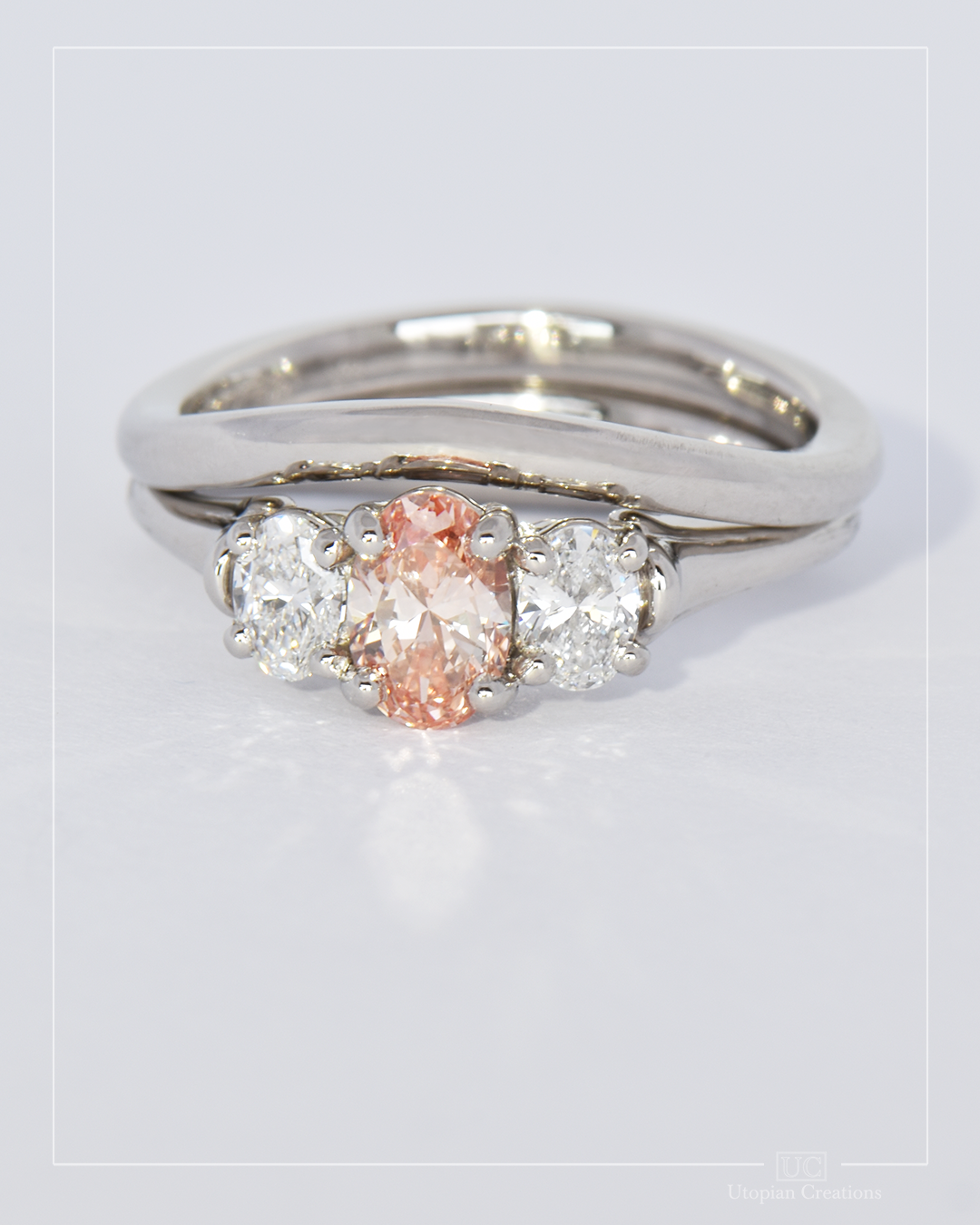 Livia - Peach Lab Diamond and Platinum Ring - Baret Collection