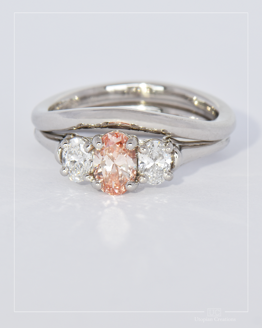 Livia - Peach Lab Diamond and Platinum Ring - Baret Collection