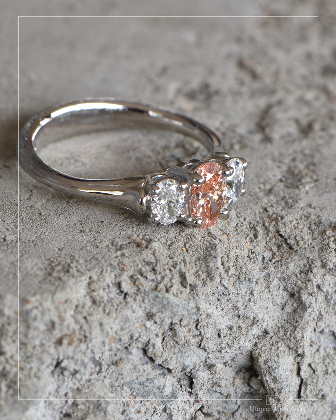 Livia - Peach Lab Diamond and Platinum Ring - Baret Collection