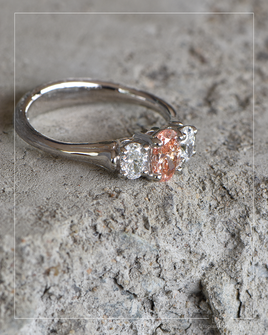 Livia - Peach Lab Diamond and Platinum Ring - Baret Collection
