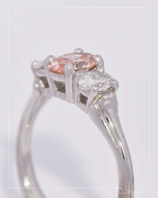 Livia - Peach Lab Diamond and Platinum Ring - Baret Collection