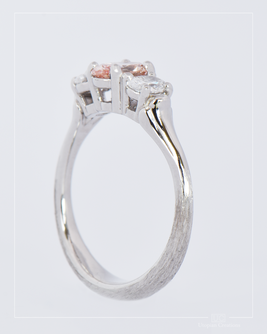 Livia - Peach Lab Diamond and Platinum Ring - Baret Collection