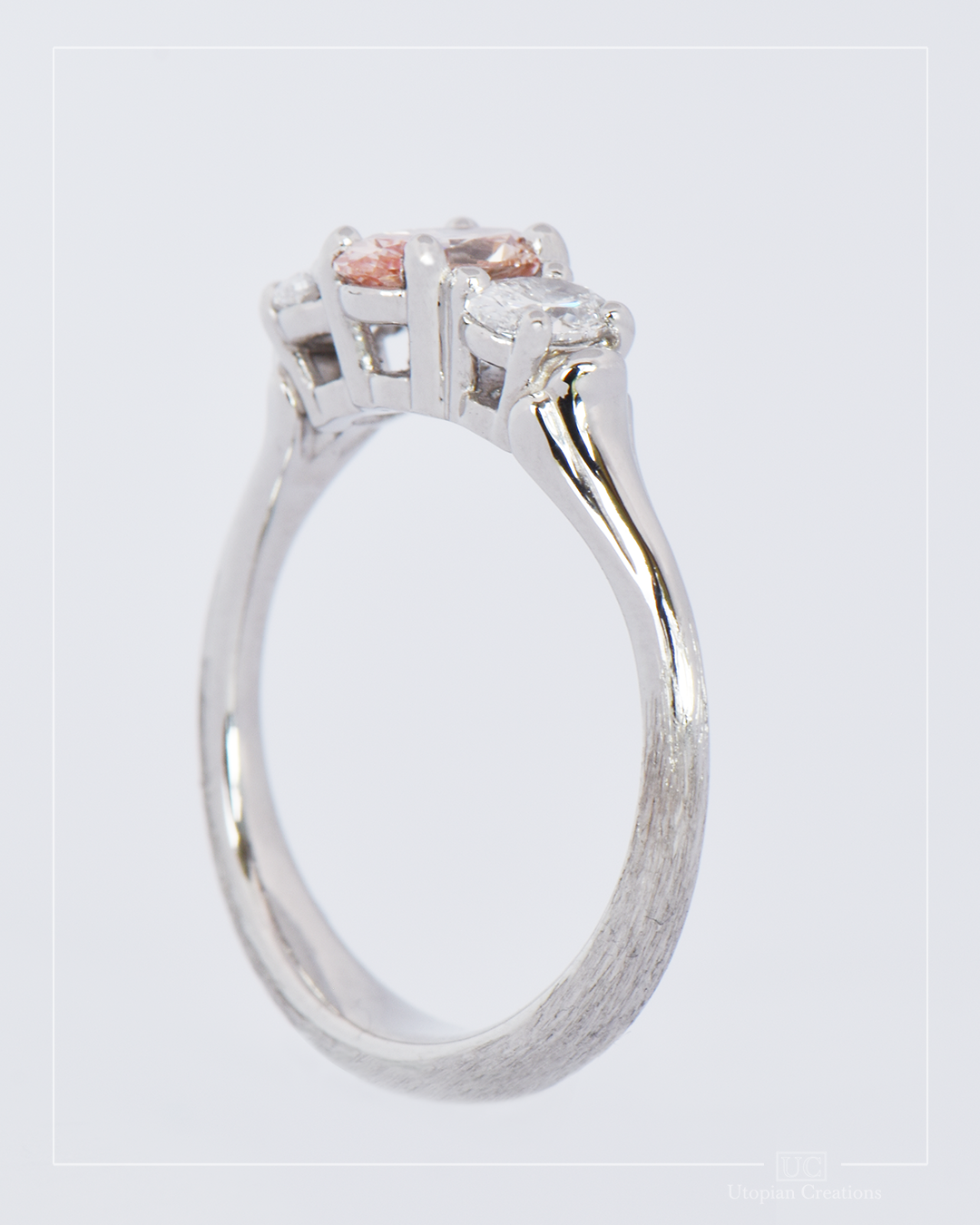Peach Lab Diamond and Platinum Ring - Baret Collection