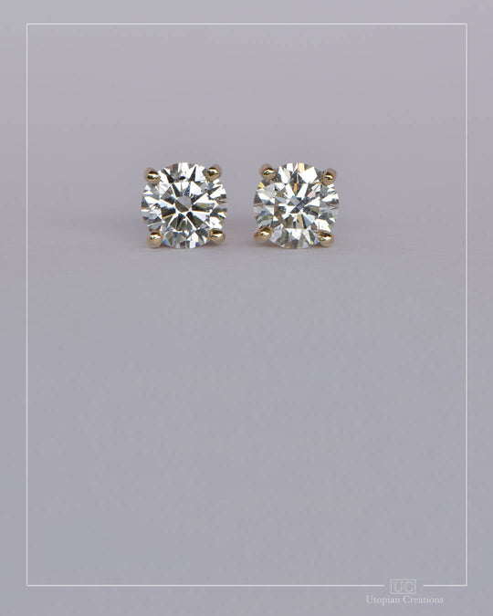 Lab Diamond Earrings Yellow Gold - 1.32ct