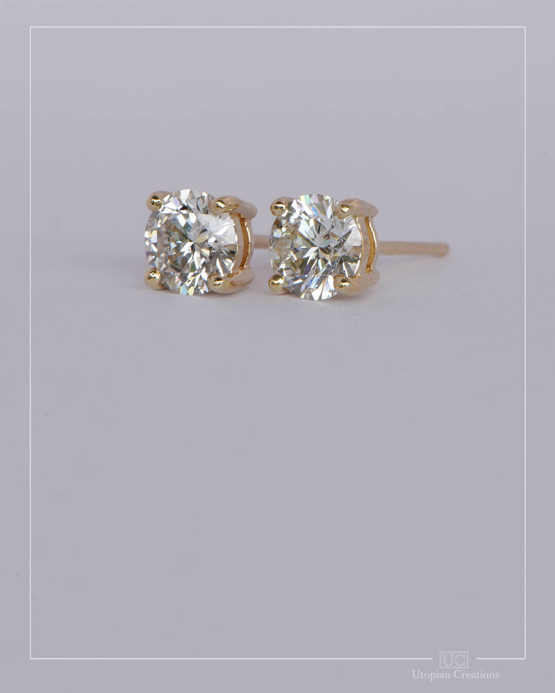 Lab Diamond Earrings Yellow Gold - 1.32ct