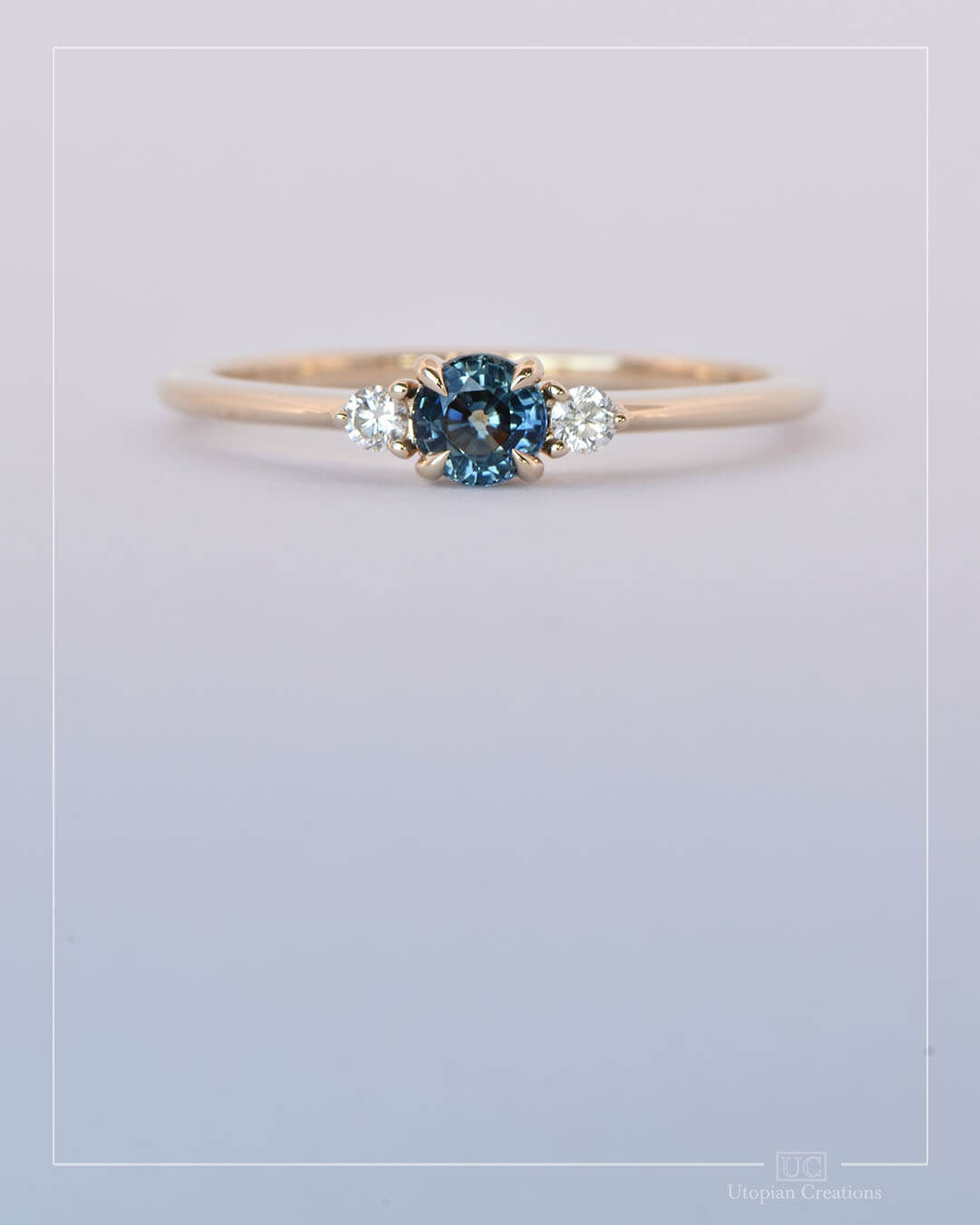 Liora - Blue, Teal Australian Sapphire and Diamond Ring