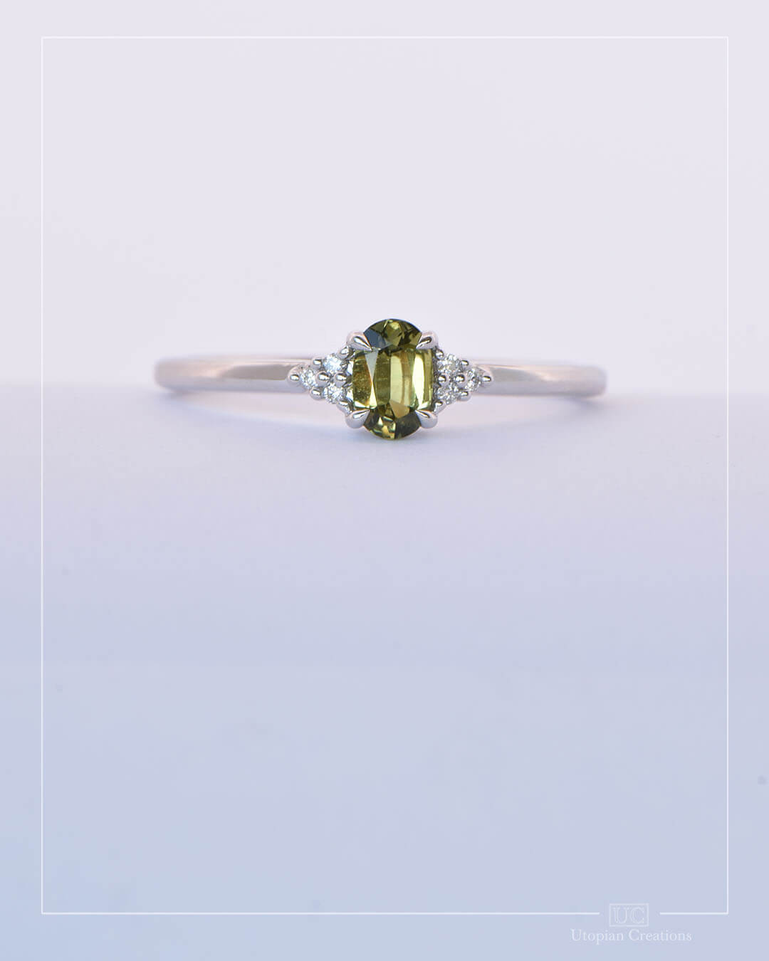 Lyra - Green Australian Sapphire and Diamond Ring