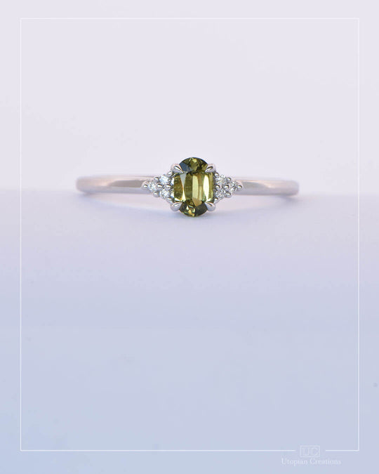 Lyra - Green Australian Sapphire and Diamond Ring