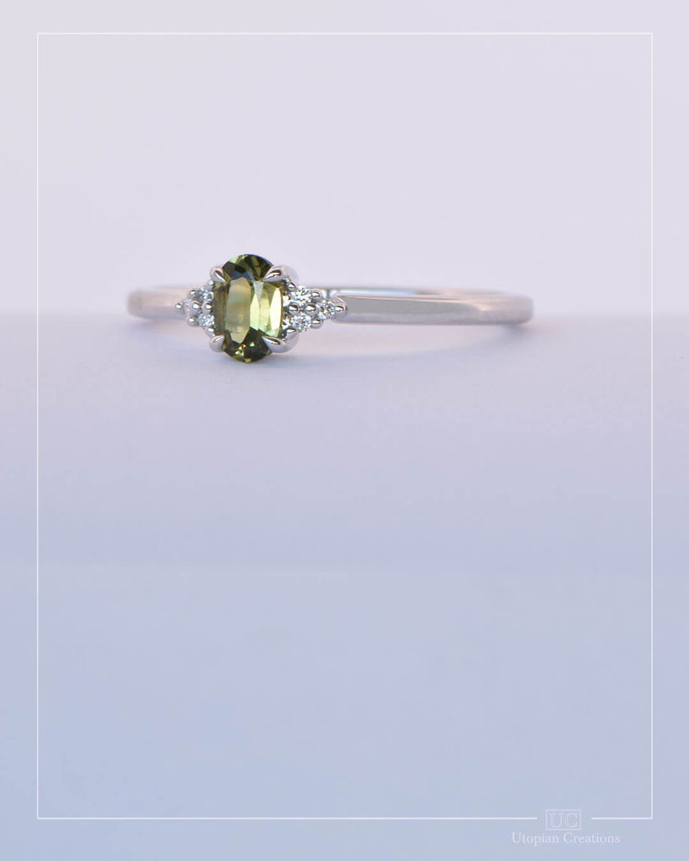 Lyra - Green Australian Sapphire and Diamond Ring