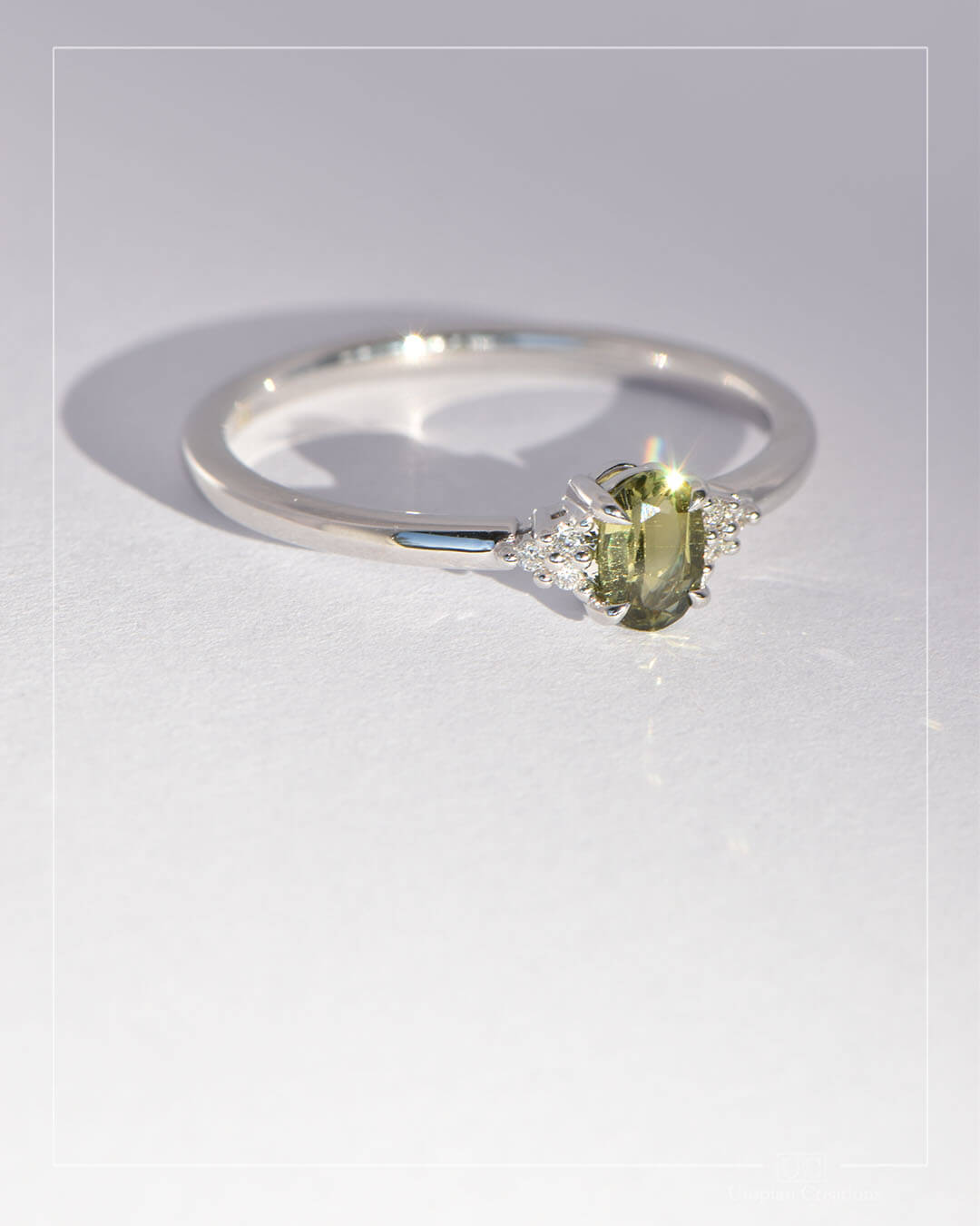 Lyra - Green Australian Sapphire and Diamond Ring