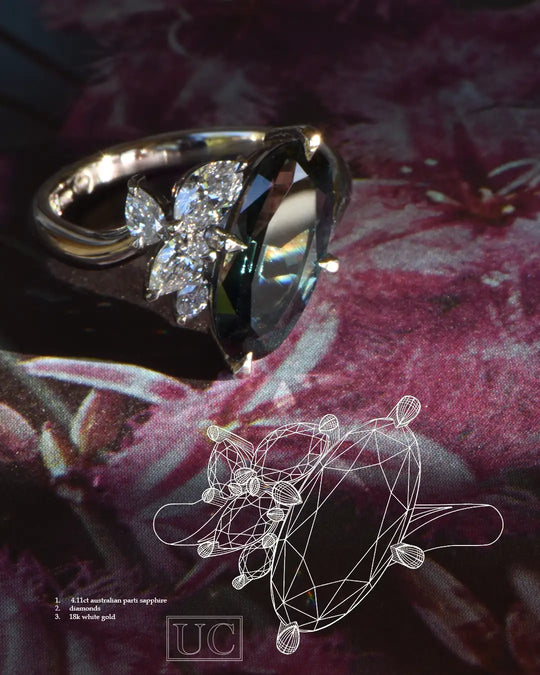 Margaret - Australian Parti Sapphire &amp; Lab Diamonds