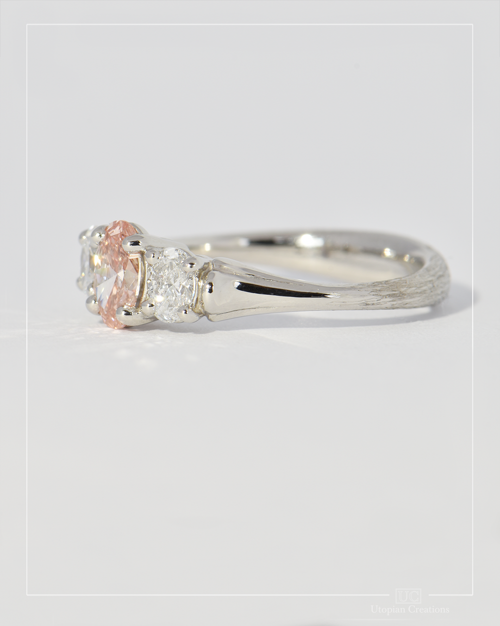 Livia - Peach Lab Diamond and Platinum Ring - Baret Collection
