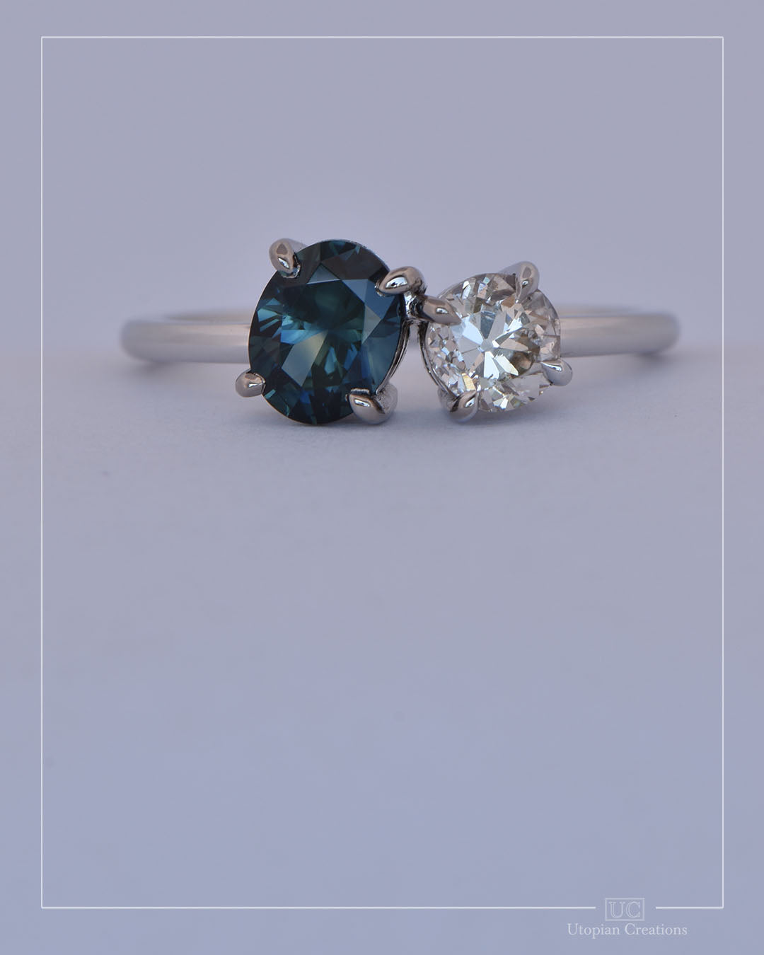 Nerida – Toi et Moi Sapphire & Antique Diamond Ring