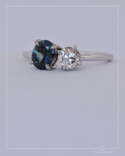 Nerida – Toi et Moi Sapphire & Antique Diamond Ring