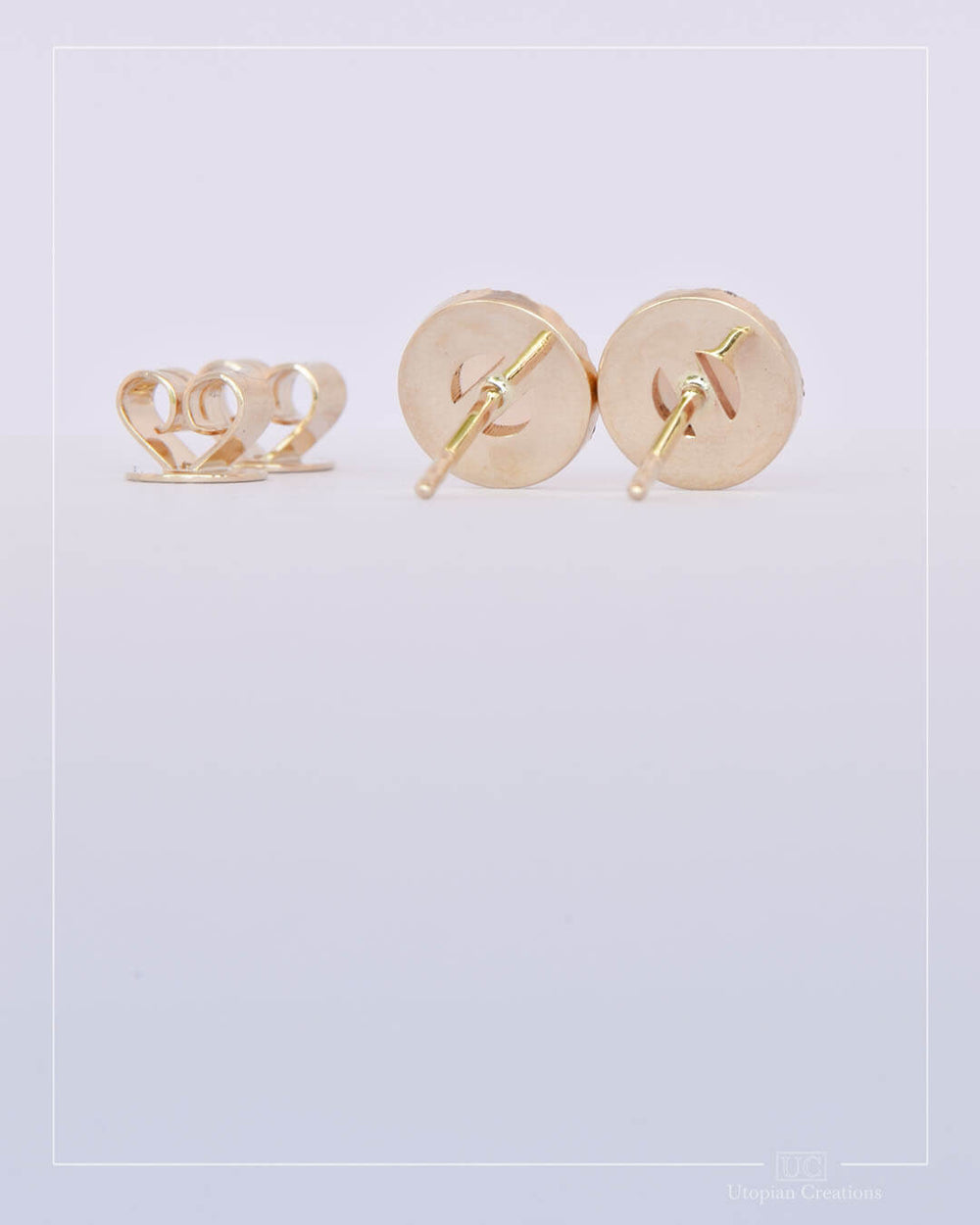 Australian Opal & Lab Diamond Halo Stud Earrings - Yellow Gold