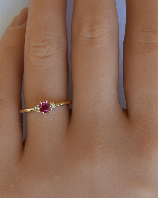 Orla - Red Ruby and Argyle Diamond Ring
