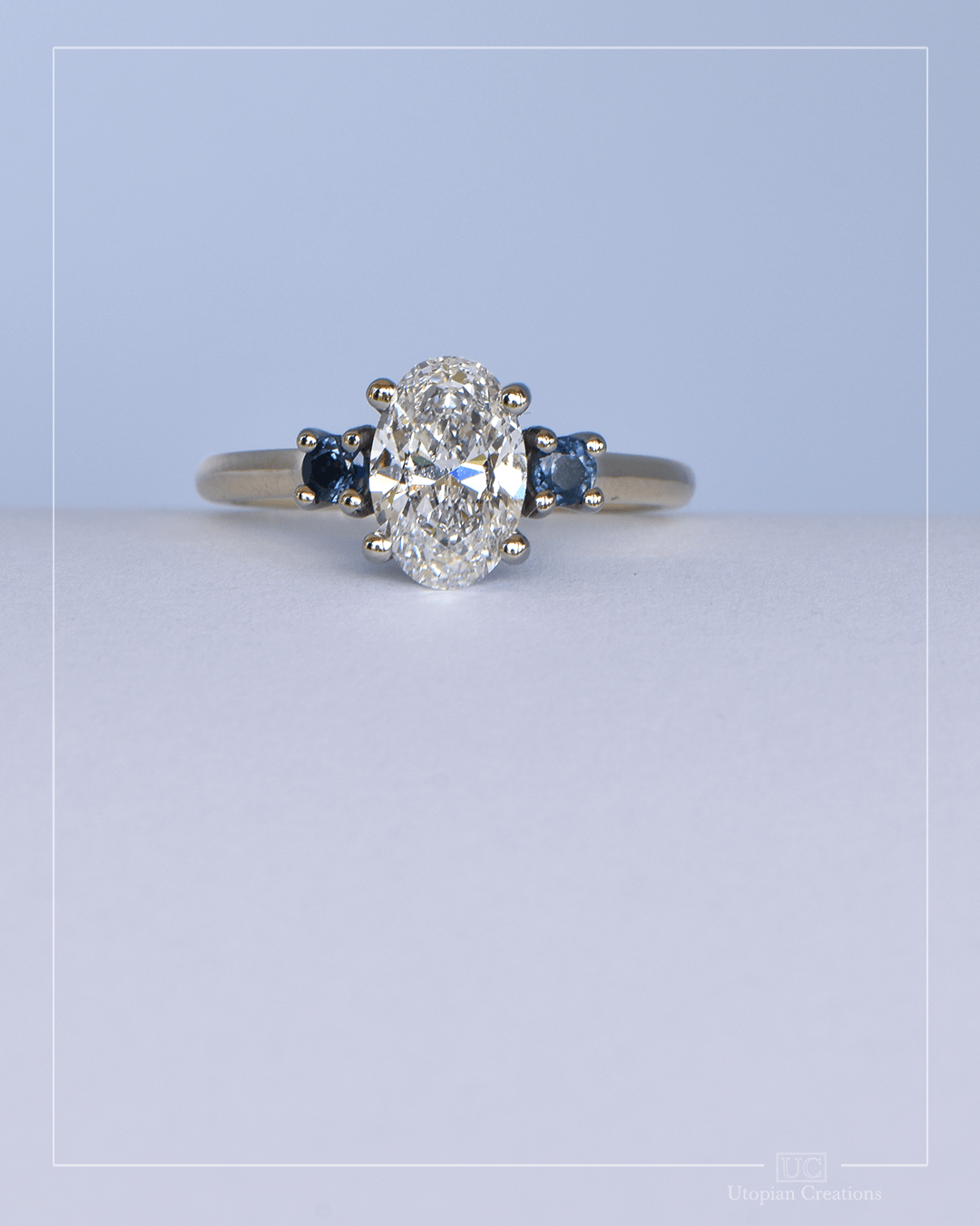 Phoenix - 1.52ct Lab Diamond and Australian Sapphire Engagement ring