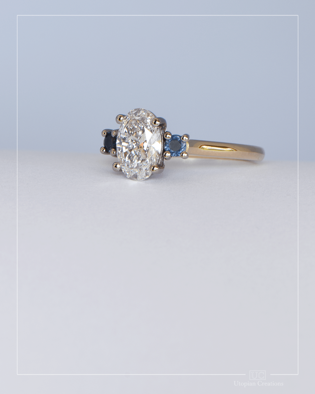 Phoenix - 1.52ct Lab Diamond and Australian Sapphire Engagement ring