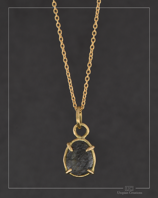 Tourmalated Quartz - 18k Yellow Gold - Poppy