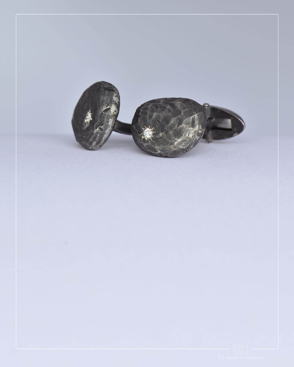 Pebble Cufflinks - Lab Diamonds - Sterling Silver