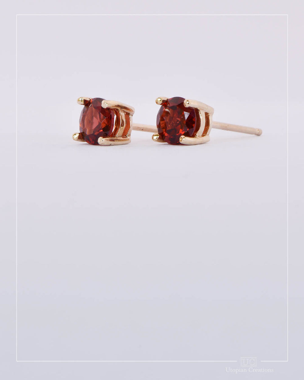 Australian Red Garnet Stud Earrings - Yellow Gold - 0.98ct