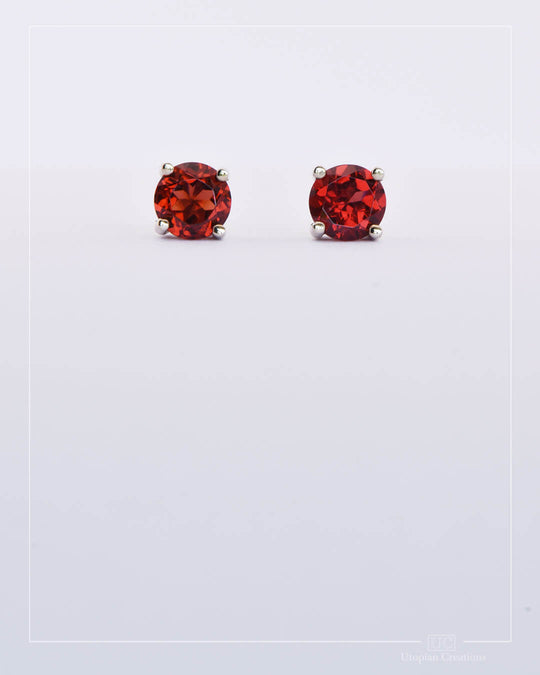 Australian Red Garnet Stud Earrings - Sterling Silver - 0.98ct